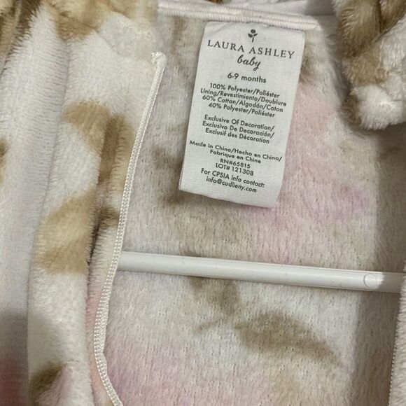 Laura Ashley Baby Girls’ Multicolor Floral Zip Front Hooded Fall/Winter Overalls - Picture 4 of 4